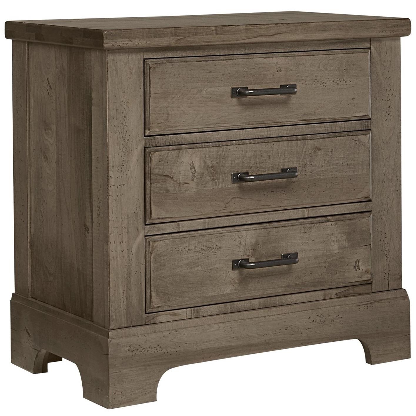 Artisan & Post Cool Rustic BRMNST172227 Solid Wood 3 Drawer Nightstand Fashion Furniture
